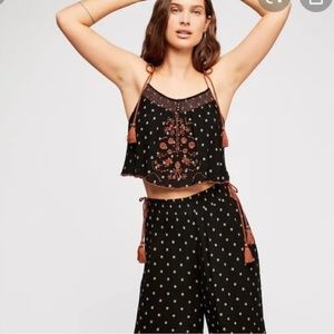 Free People Black Hearts Rising Embroidered Set
